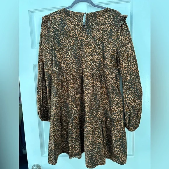 WAYF Womens Velma Animal Print Ruffled Babydoll Dress Sz L - Picture 8 of 9